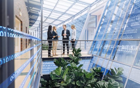 A group of people in a building
